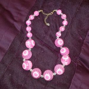 Pink Flower Bead Necklace